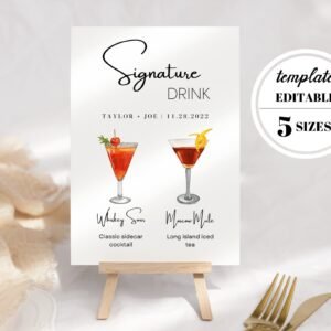 Signature drinks sign, signature drinks sign wedding, signature drinks sign wedding