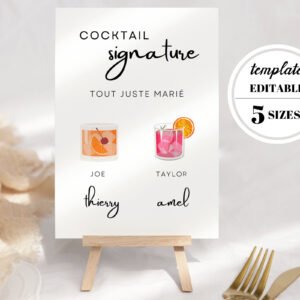 Cocktail Signature Drink Sign Template, Bar Sign Signature, Signature Drink Sign