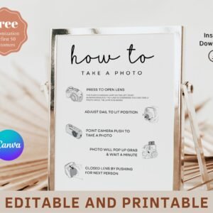 Instax mini 9 instructions | wedding polaroid, polaroid guest book, instax guest book, guest book sign, wedding camera, sign