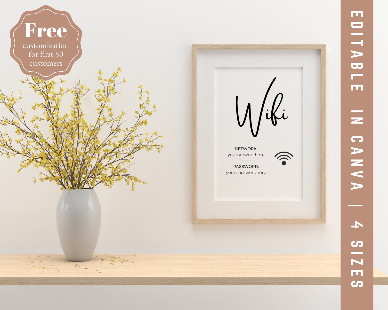 Wifi password sign | qr code sign printable, guest room wifi sign