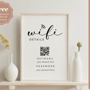 Wifi password sign printable wifi code guest room printable wifi sign vacation rental