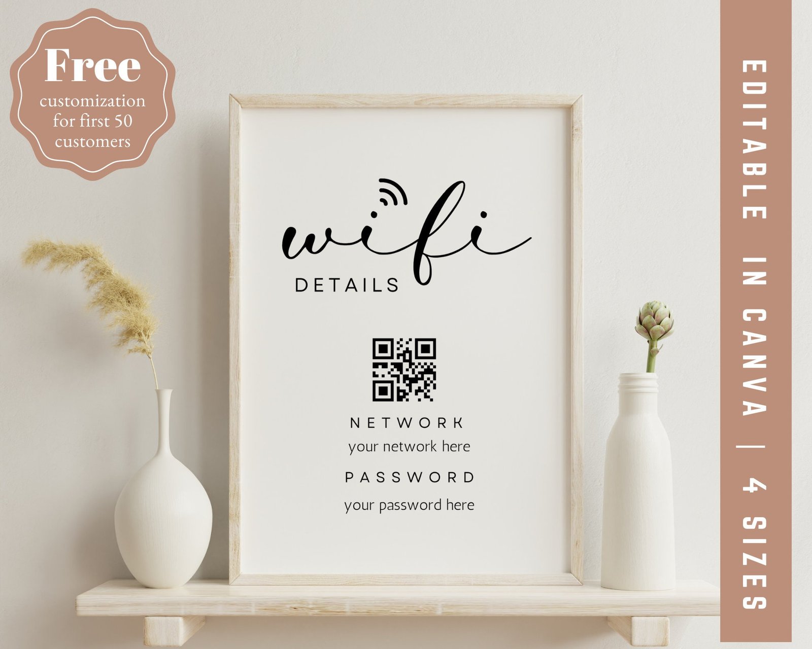Wifi password sign printable wifi code guest room printable wifi sign vacation rental