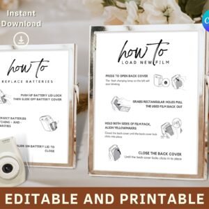 Instax guest book sign | instax mini 9, guest book, how to load new film, wedding polaroid,instax instructions, instax mini 9