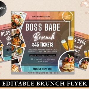 Brunch Flyer | DIY Brunch Invitation Birthday Brunch Boss Babe Brunch Social Media Flyer