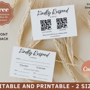 Qr code invite, qr code rsvp card, qr code wedding, qr code reply card, invitation insert, modern wedding
