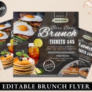 Brunch Flyer | DIY Brunch Invitation Birthday Brunch Boss Babe Brunch Social Media Flyer