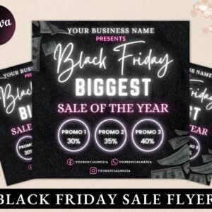 Black friday flyer, flash sale flyer, fall sale flyer, holiday flyer, black friday sale, pink friday sale, instagram template