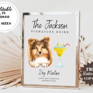 Dog signature drink sign, pet drink sign, signature cocktail, wedding pet sign, signature drinks pet, signature drink dog,pet signature sign
