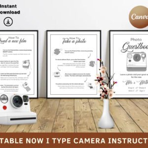 Polaroid Now I-Type Camera Instructions, Photo Guest Book, Photo Guestbook Sign, Polaroid Guestbook, Wedding Camera, Wedding Polaroid