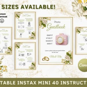 Instax mini 40 instructions, photo guestbook sign, instax camera instructions, how to take a photo, instax mini 40 camera