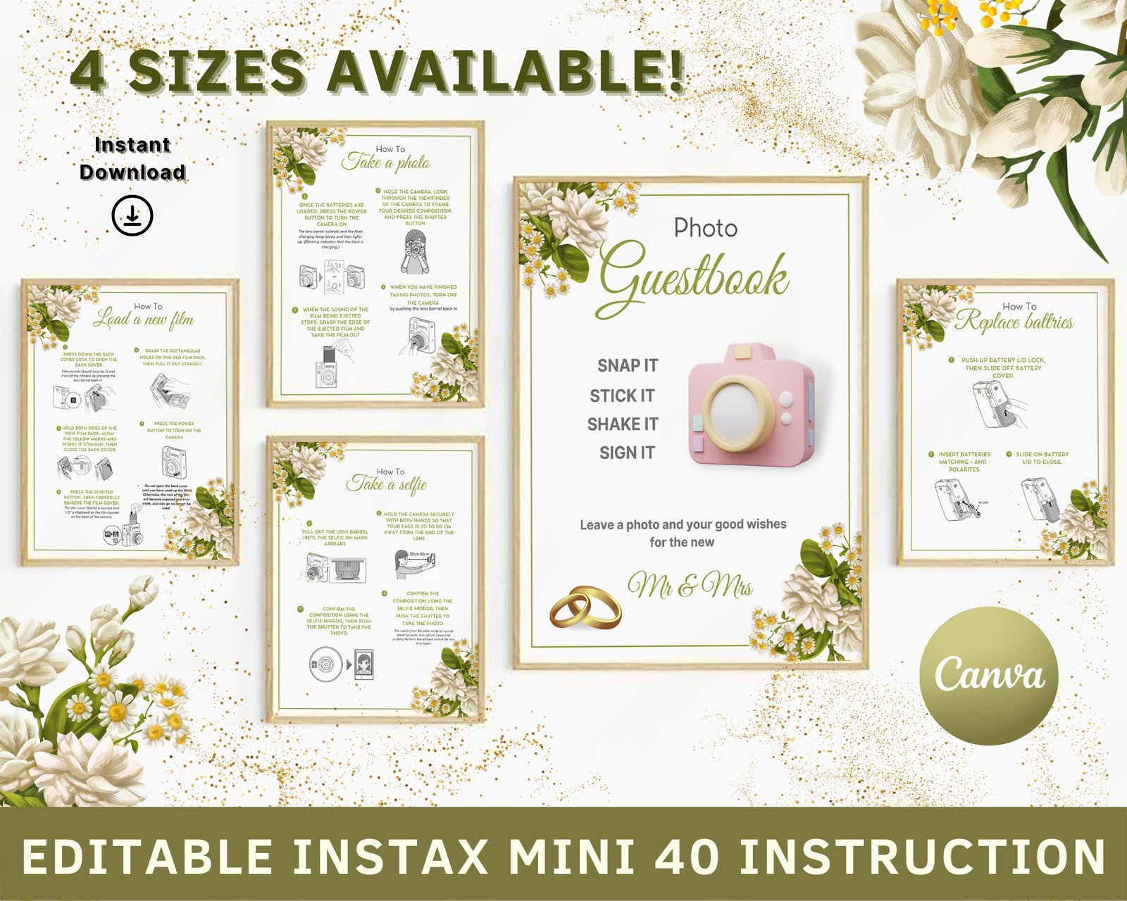 Instax mini 40 instructions, photo guestbook sign, instax camera instructions, how to take a photo, instax mini 40 camera
