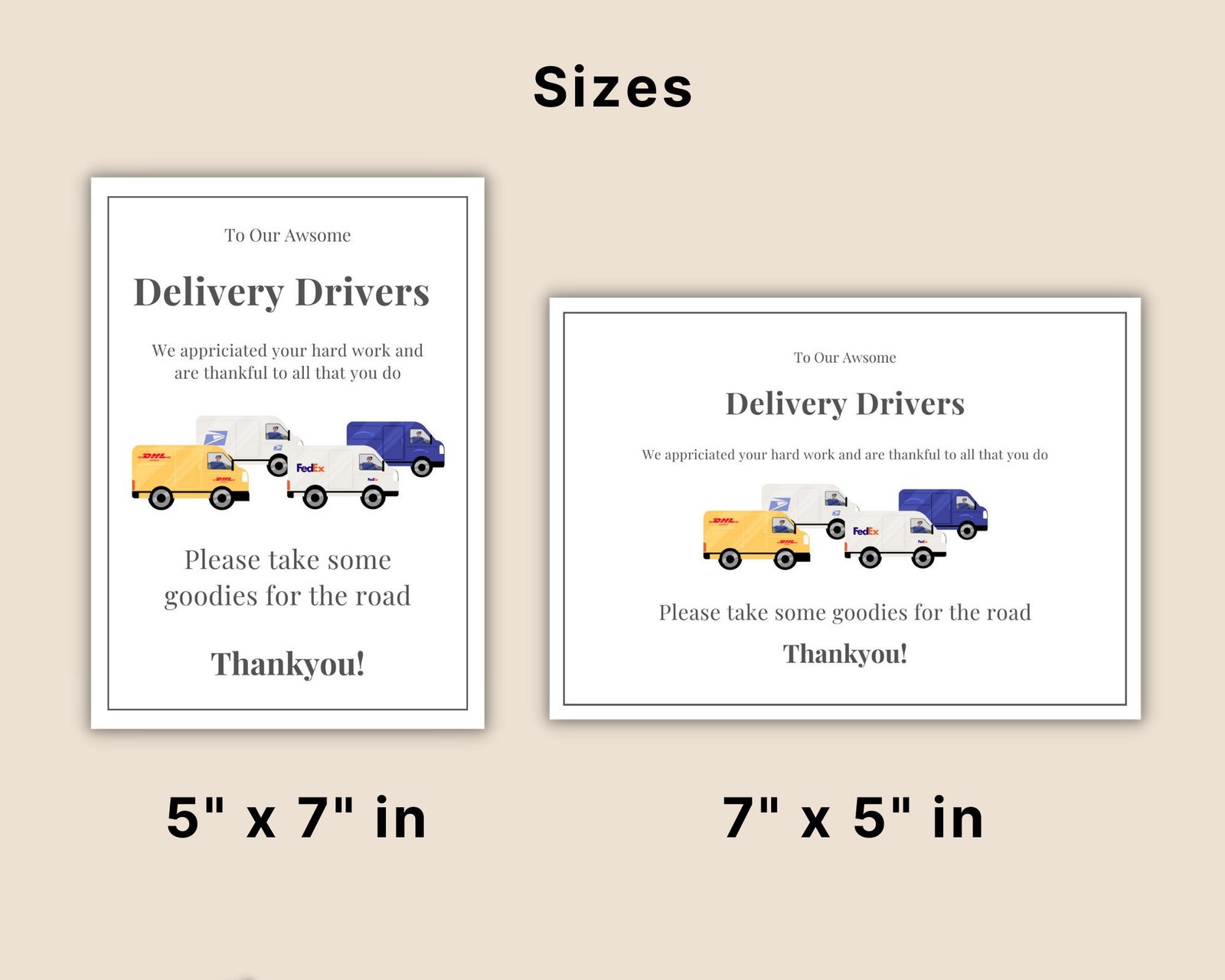 Delivery Driver Snack & Drink Sign, Mail Carrier, Packages, Essential Worker, Thank You Sign, Take Snack, Printable Instant Download - Image 2