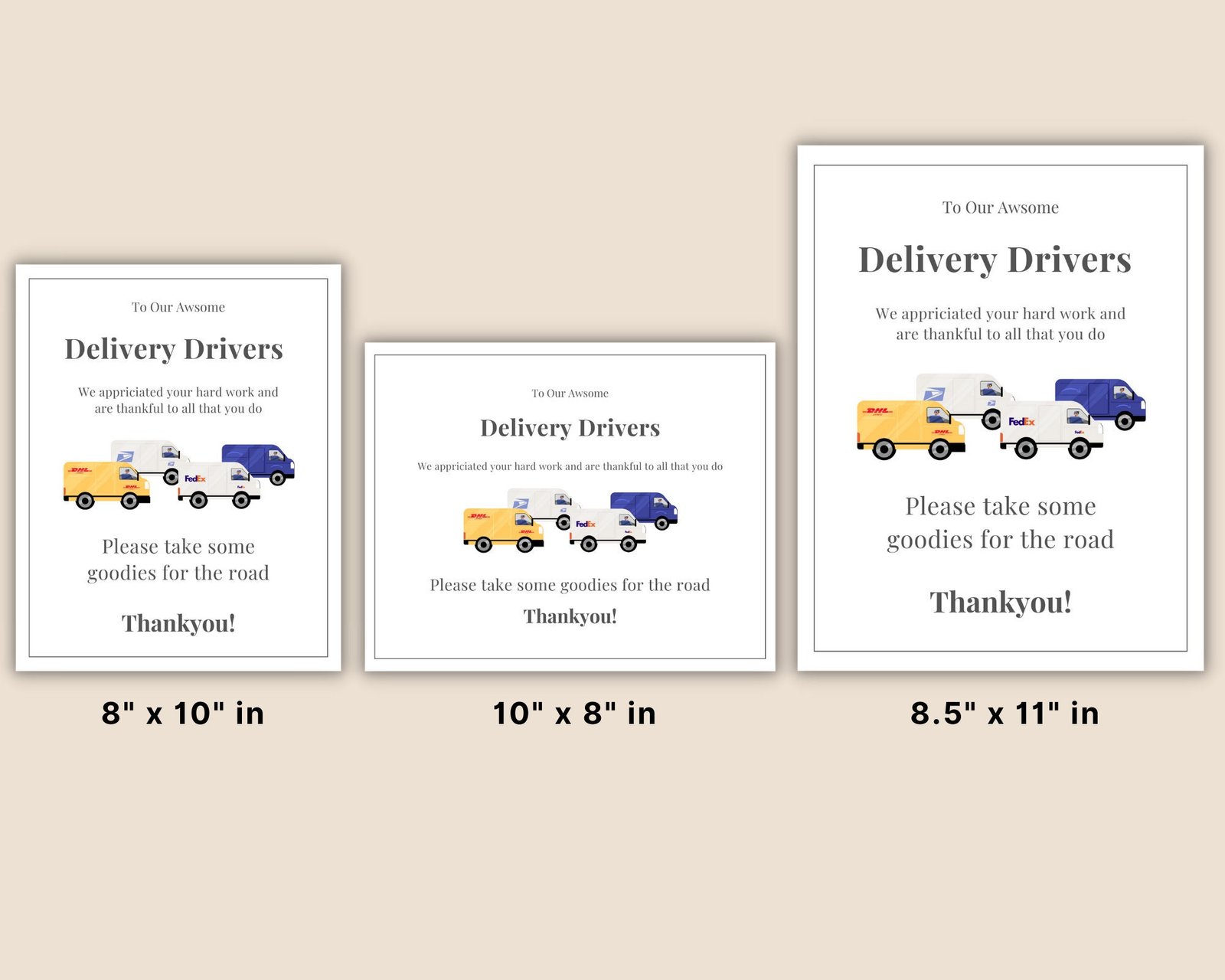 Delivery Driver Snack & Drink Sign, Mail Carrier, Packages, Essential Worker, Thank You Sign, Take Snack, Printable Instant Download - Image 3