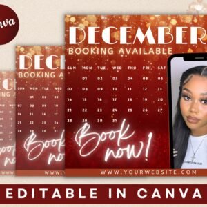 December Bookings Open Flyer, Christmas Flyer, Appointments Flyer, Available Flyer, Holiday Flyer, Makeup Flyer, Social Media Flyer