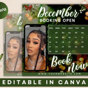 Christmas flyer, makeup flyer, bookings now open, december bookings, christmas sale flyer, holiday flyer, bookings flyer