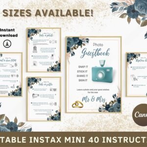 Instax mini 40 camera, instax mini 40 instructions, photo guestbook sign, instax camera instructions, how to take a photo