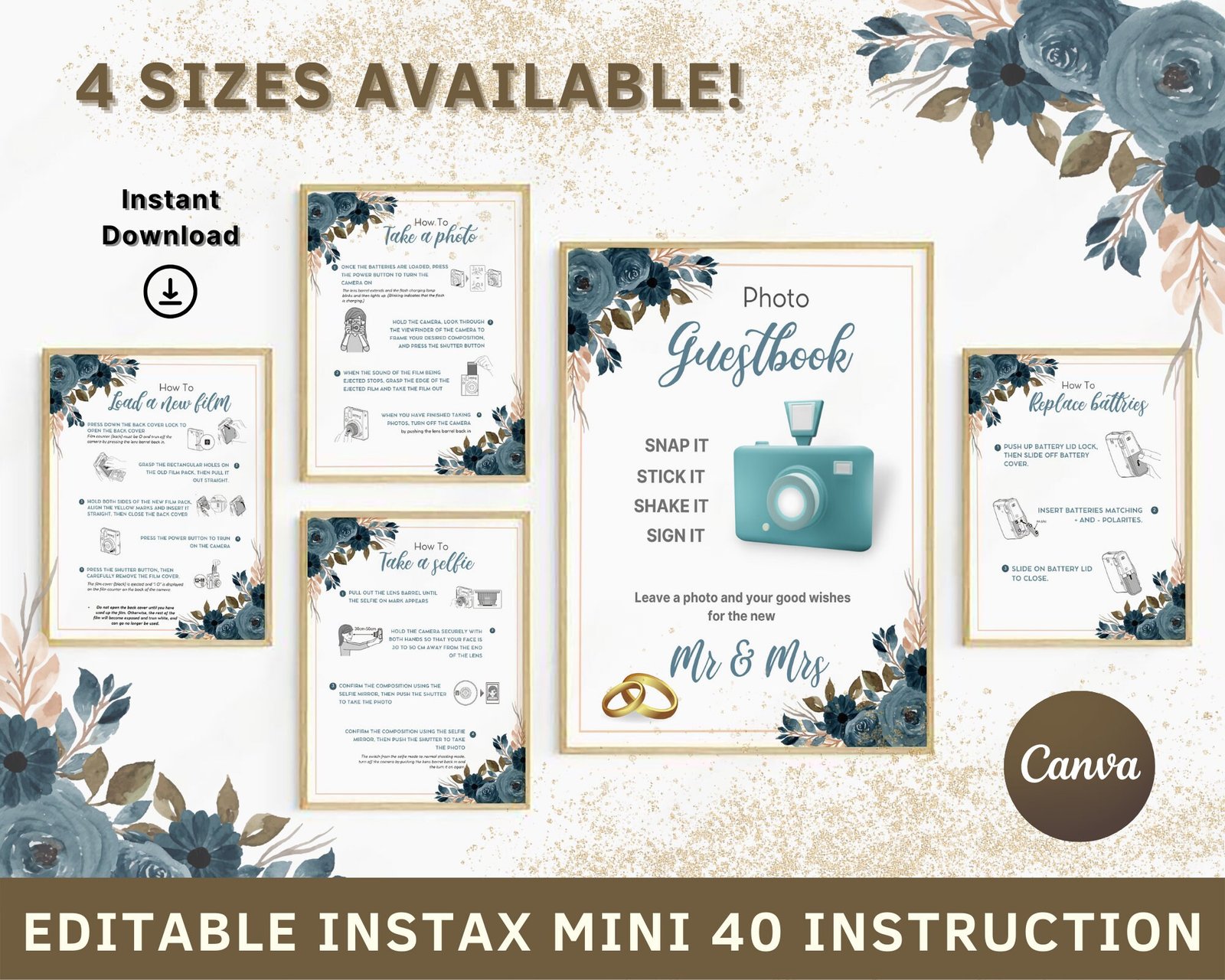 Instax mini 40 camera, instax mini 40 instructions, photo guestbook sign, instax camera instructions, how to take a photo