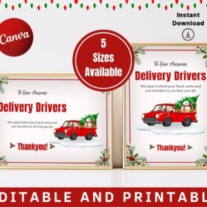 Christmas Delivery Driver Sign, Driver Snack Sign, Holiday Thank You Sign, Snack Station Sign, Take A Treat Sign, Thank You Sign