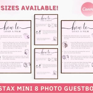 Instax mini 8 photo guestbook, instructions, wedding polaroid sign, how to load new film, instant download
