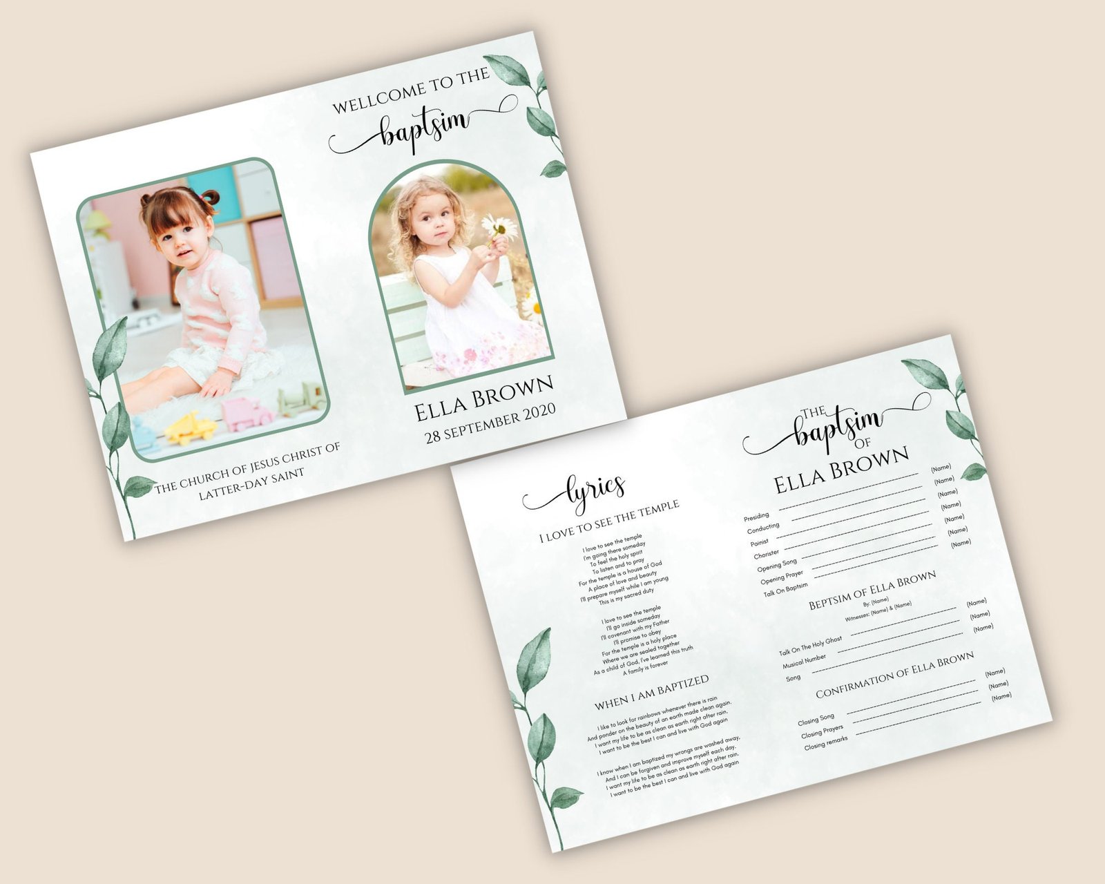 Baptism program lds, Editable LDS Baptism Program Template, LDS Baptism Program, baptism programs, Customizable Template, Instant Download - Image 3