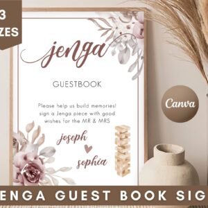 Wedding jenga guestbook sign, printable jenga guestbook template, marriage is a game of balance,editable wedding sign