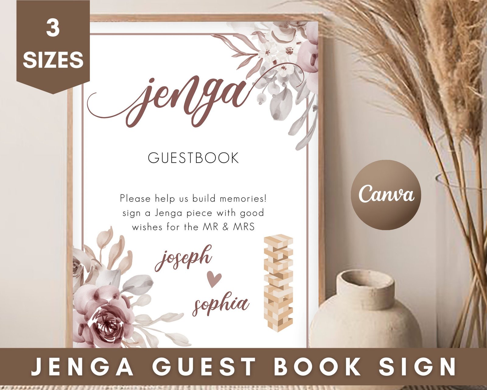 Wedding jenga guestbook sign, printable jenga guestbook template, marriage is a game of balance,editable wedding sign