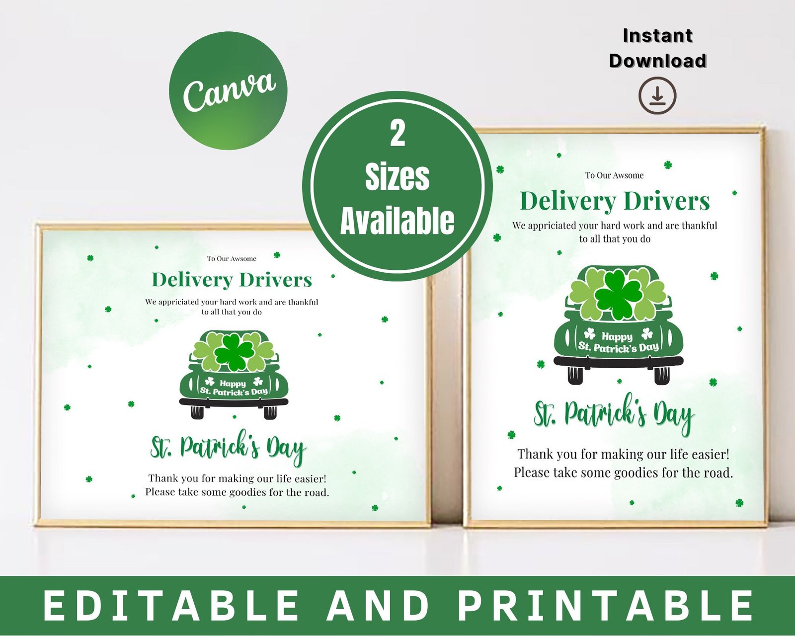St patrick's day sign, delivery driver thank you sign, st patrick's day thank you sign, delivery driver snack sign, take a snack sign