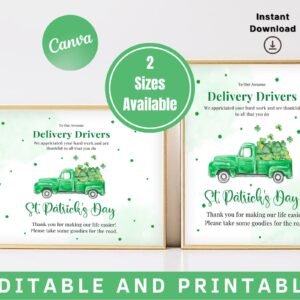 St patrick's day sign, delivery driver thank you sign, st patrick's day thank you sign, delivery driver snack sign, take a snack sign