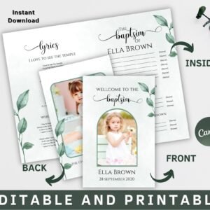 Baptism program lds, Editable LDS Baptism Program Template, LDS Baptism Program, baptism programs, Customizable Template, Instant Download