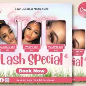 Lash booking flyer | diy book now appointments available makeup eyelashes lash mua extensions social media instagram editable canva template