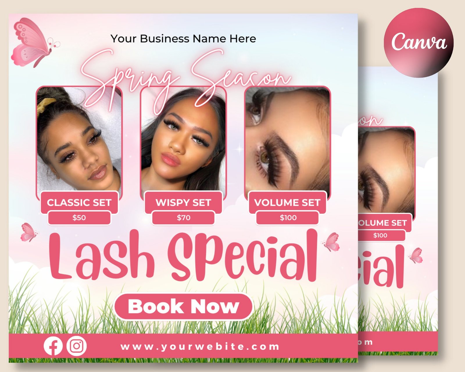 Lash booking flyer | diy book now appointments available makeup eyelashes lash mua extensions social media instagram editable canva template
