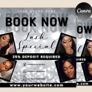 Diy lash deal flyer | lashes extensions makeup sale appointments mua social media instagram editable canva template