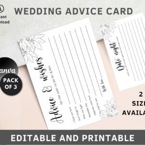 Advice for bride, advice for couple, wedding advice card, marriage advice, date night advice, travel advice, bride to be games