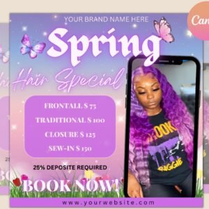 Spring flyer, spring sale flyer, beauty flyer, spring makeup flyer, makeup flyer, makeup booking flyer, mua flyer, march/april booking flyer