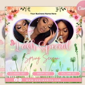Spring Flyer, Spring Break Flyer, Beauty Flyer, Spring Break Lash Deals Flyer, Lash Flyer, MUA Flyer, Makeup Flyer, March/April Bookings