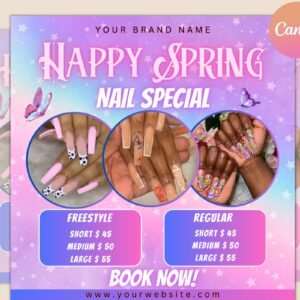 Nail Special Flyer, Printable Nail Salon Flyer, Spring Flyer, Beauty Flyer, Mua Flyer, Manicure Minimalist, Manicure Nails Template