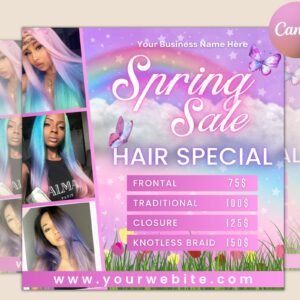 Spring flyer,easter spring sale flyer,beauty flyer,spring hair flyer,wig install flyer,braids special flyer,march/april hair booking flyer