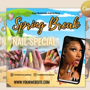Spring Flyer, Spring Sale Flyer, Beauty Flyer, Spring Break Nail Deals Flyer, Nail Flyer, April Booking Flyer, Makeup Booking Flyer