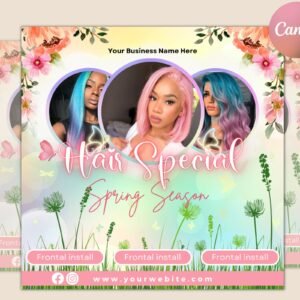 Spring Break Flyer, Spring Break Hair Flyer, Wig Install Flyer, Spring Flyer, March/April Bookings, Hair, Makeup Flyer, Book Now Flyer