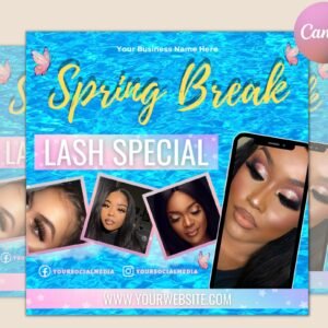 Spring flyer, spring break flyer, beauty flyer, spring break lash deals flyer, lash flyer, mua flyer, makeup flyer, march/april bookings