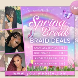 Spring Flyer, Spring Sale Flyer, Beauty Flyer, Braid Special Flyer, Makeup Booking Flyer, Braids Flyer, Wig Flyer, March/April Booking Flyer