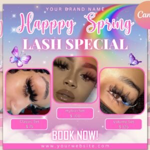 Spring Flyer, Lash Special Flyer, Beauty Flyer, Lash Flyer, Lash Sale Flyer, April Booking Flyer, Book Now Flyer, Social Media Flyer