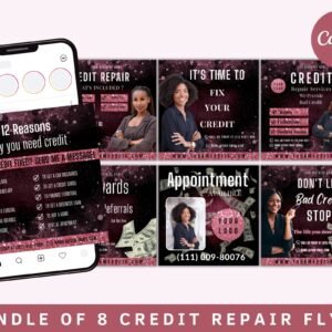 Credit repair flyer, canva credit repair flyer template, diy flyer template design, editable flyer, consultation services flyers