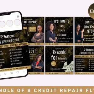 Credit repair flyer, diy flyer template design, editable flyer, consultation services flyers, canva credit repair flyer template