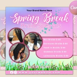 Spring Flyer, Braids Flyer, Braid Special Flyer, Knotless Braids Flyer, Braids Flyer, Hair Pricing Flyer, Wig Flyer, Hair Flyer,Beauty Flyer