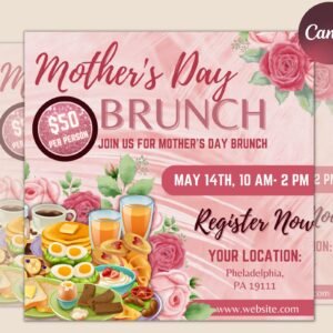 Mother's day brunch, mother's day dinner flyer, mommy brunch flyer, mothers day flyer , editable printable template , instant download