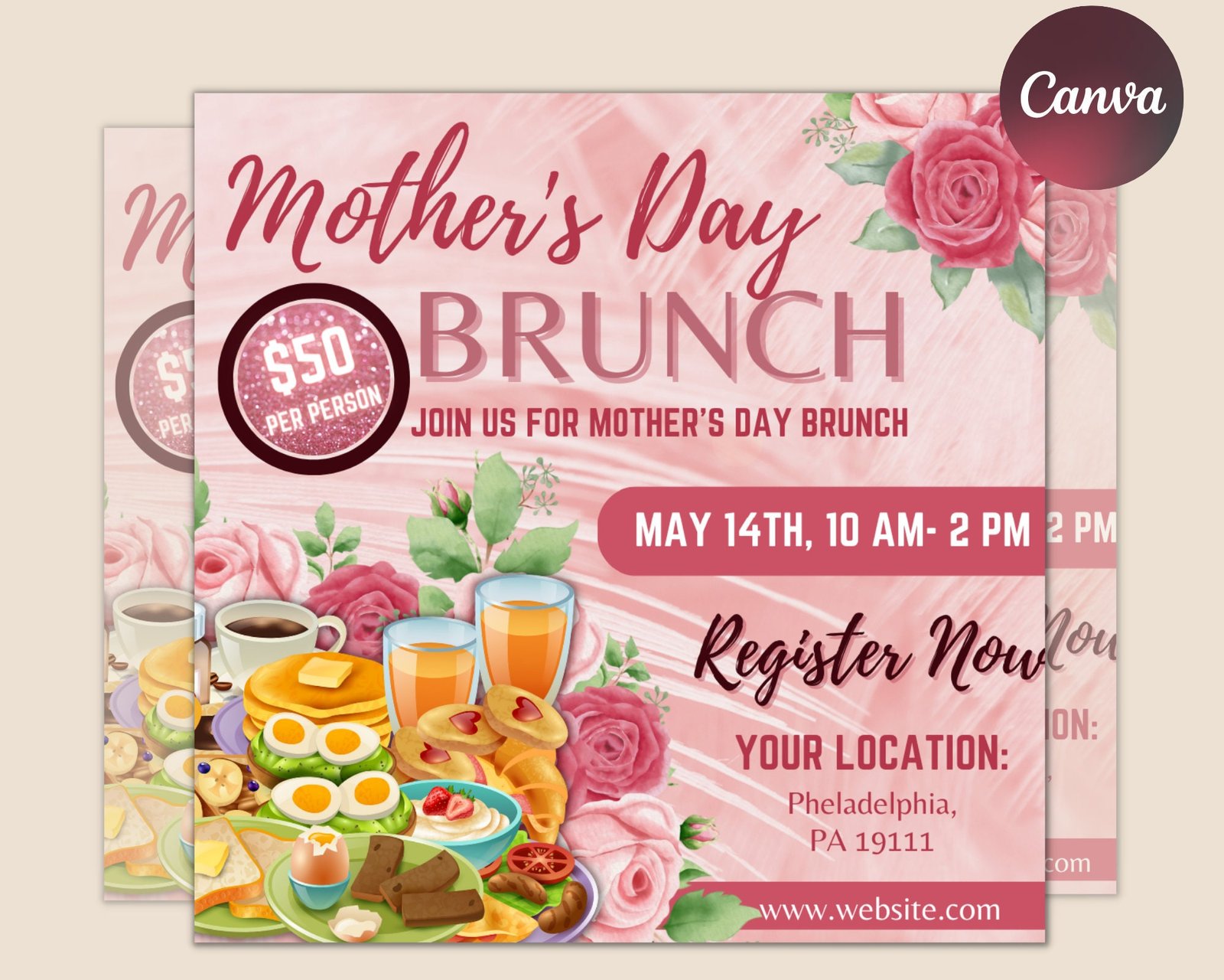 Mother's day brunch, mother's day dinner flyer, mommy brunch flyer, mothers day flyer , editable printable template , instant download