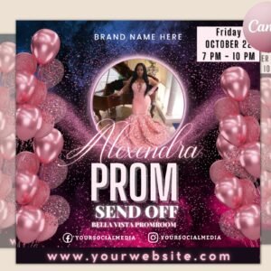 Prom invitation flyer, prom event flyer, prom invitation, prom event poster, prom party invite, prom celebration, party flyer template