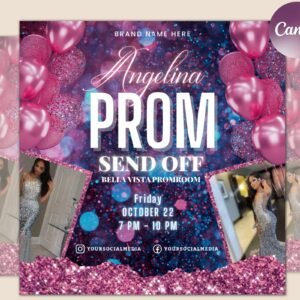 Prom invitation flyer, prom event flyer, prom invitation, prom event poster, prom party invite, prom celebration, party flyer template