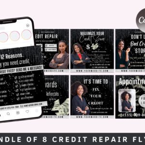 Credit repair flyer, diy flyer template design, editable flyer, consultation services flyers, canva credit repair flyer template